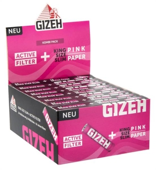 Gizeh PINK King Size Slim Papers + Aktivkohlefilter